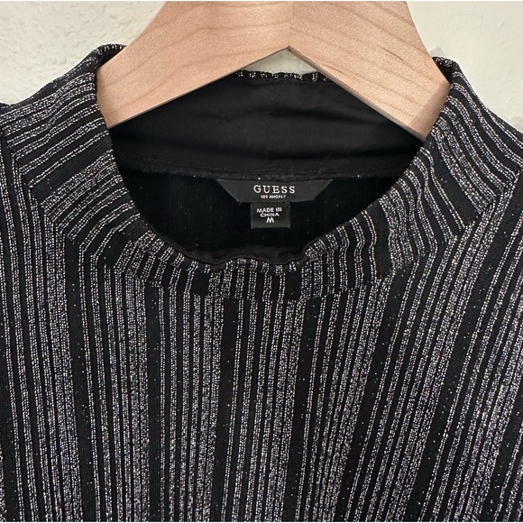 GUESS Long-Sleeved Mock Neck Metallic Top - Picture 2 of 5